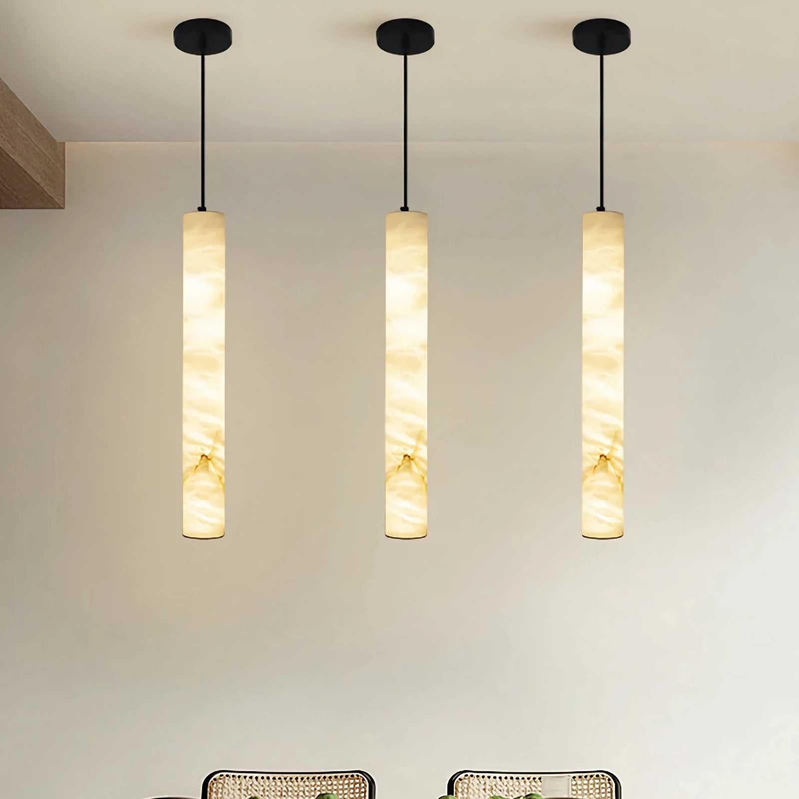 Fina Cylindrical Alabaster Pendant Light | Celestre