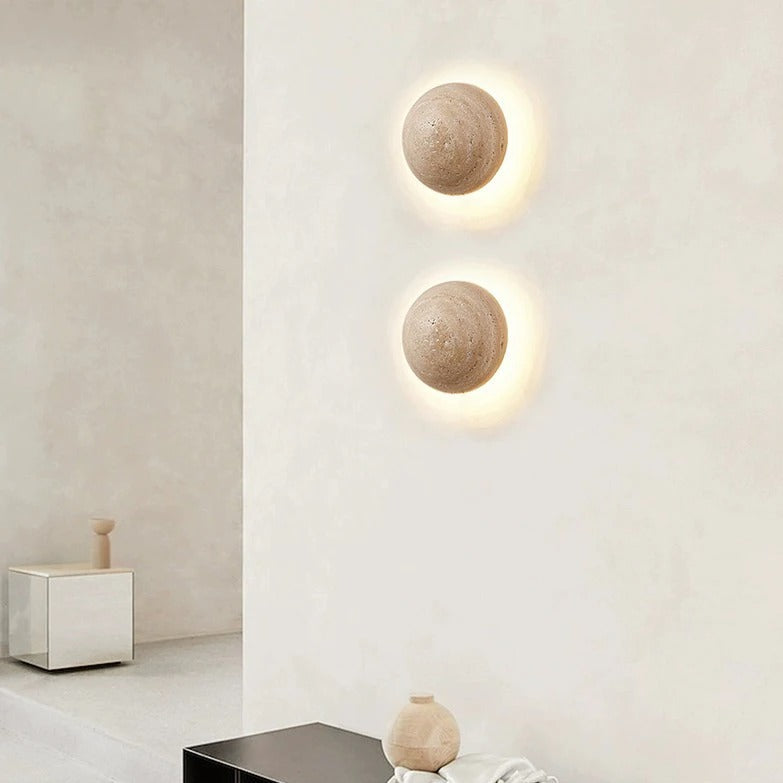 Reza Travertine Round Wall Light | Celestre