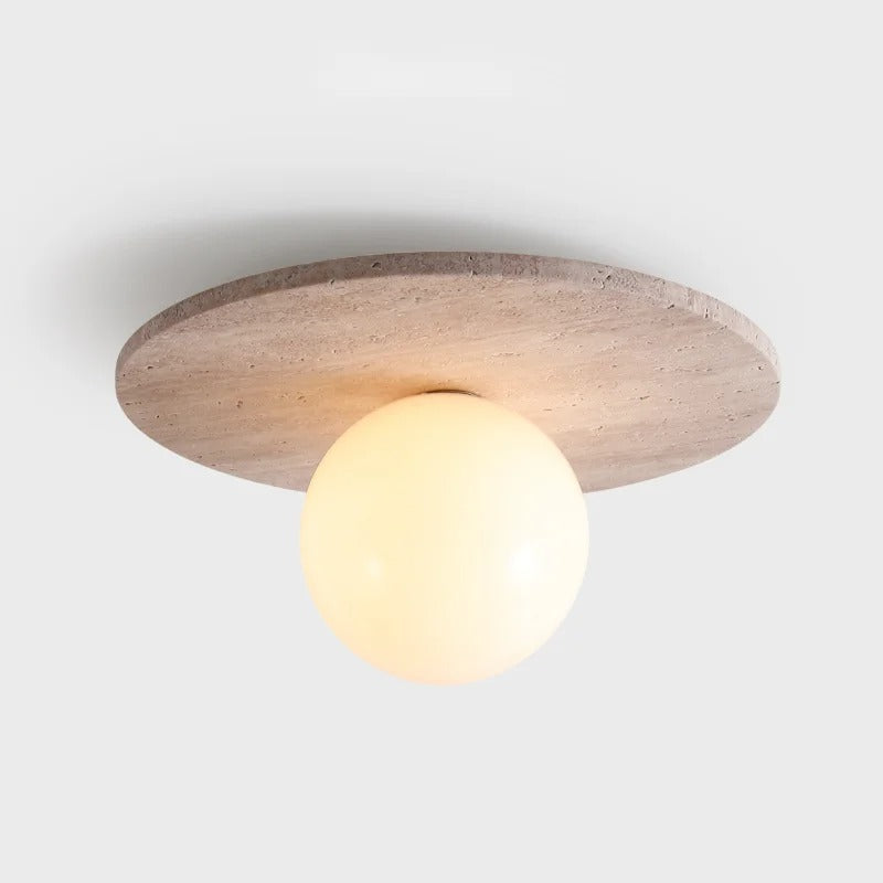 Tyze Travertine Disc Globe Ceiling Light | Celestre
