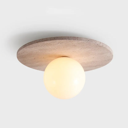 Tyze Travertine Disc Globe Ceiling Light | Celestre