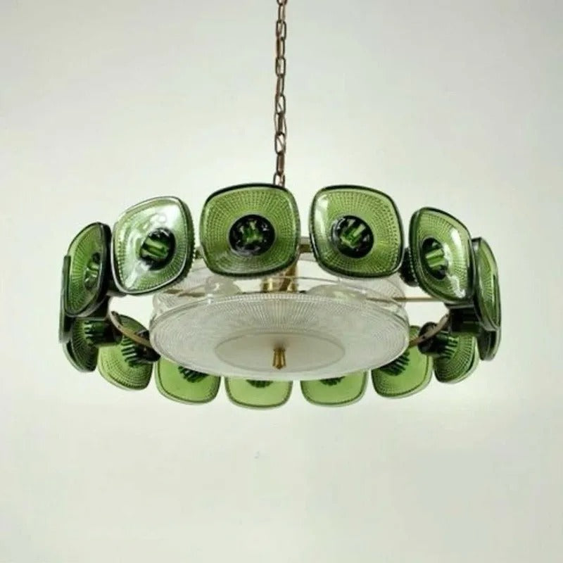 Tavo Mid Century Textured Pressed Glass Chandelier | Celestre