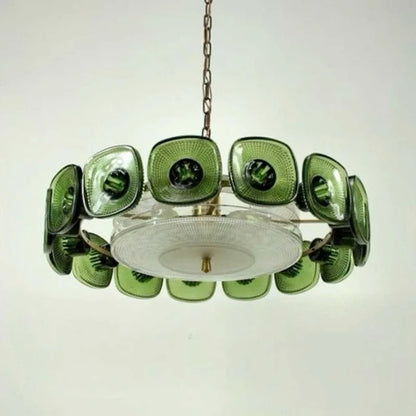 Tavo Mid Century Textured Pressed Glass Chandelier | Celestre