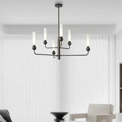 Rava Japandi Marble L shaped Chandelier Black | Celestre