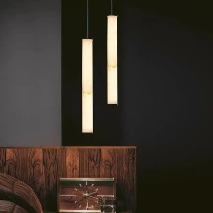 Fina Cylindrical Alabaster Pendant Light | Celestre