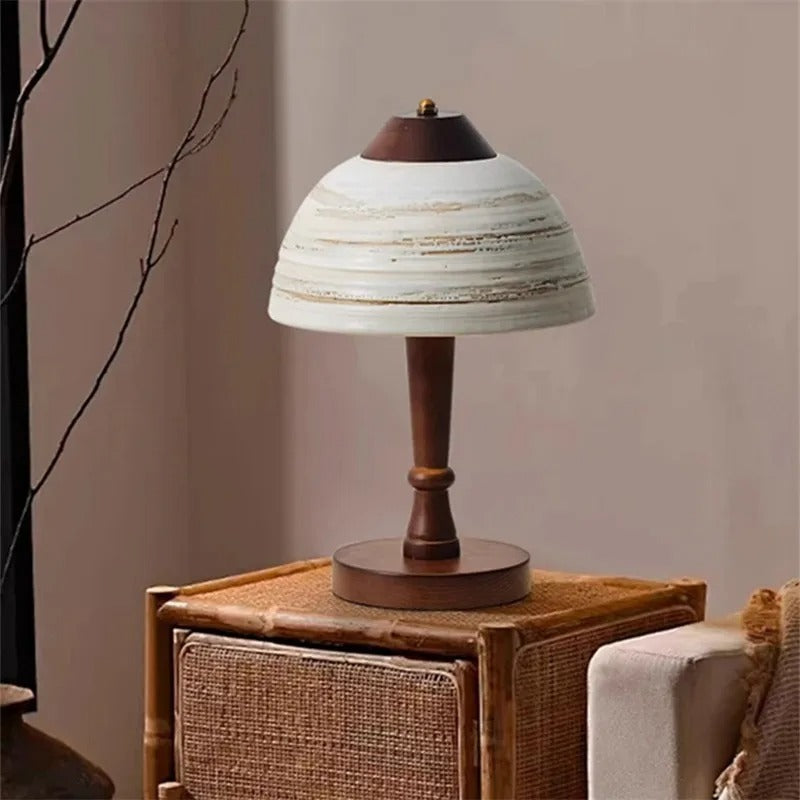 Iren Dome Ceramic Wooden Table Lamp | Celestre