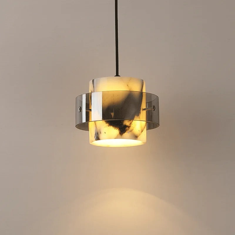 Qivo Cylindrical Marble Pendant Light | Celestre