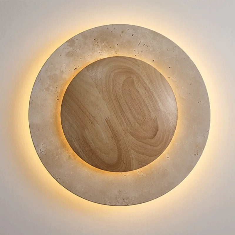 Roze Travertine Round Backlit Wall Light Tri-Colour | Celestre