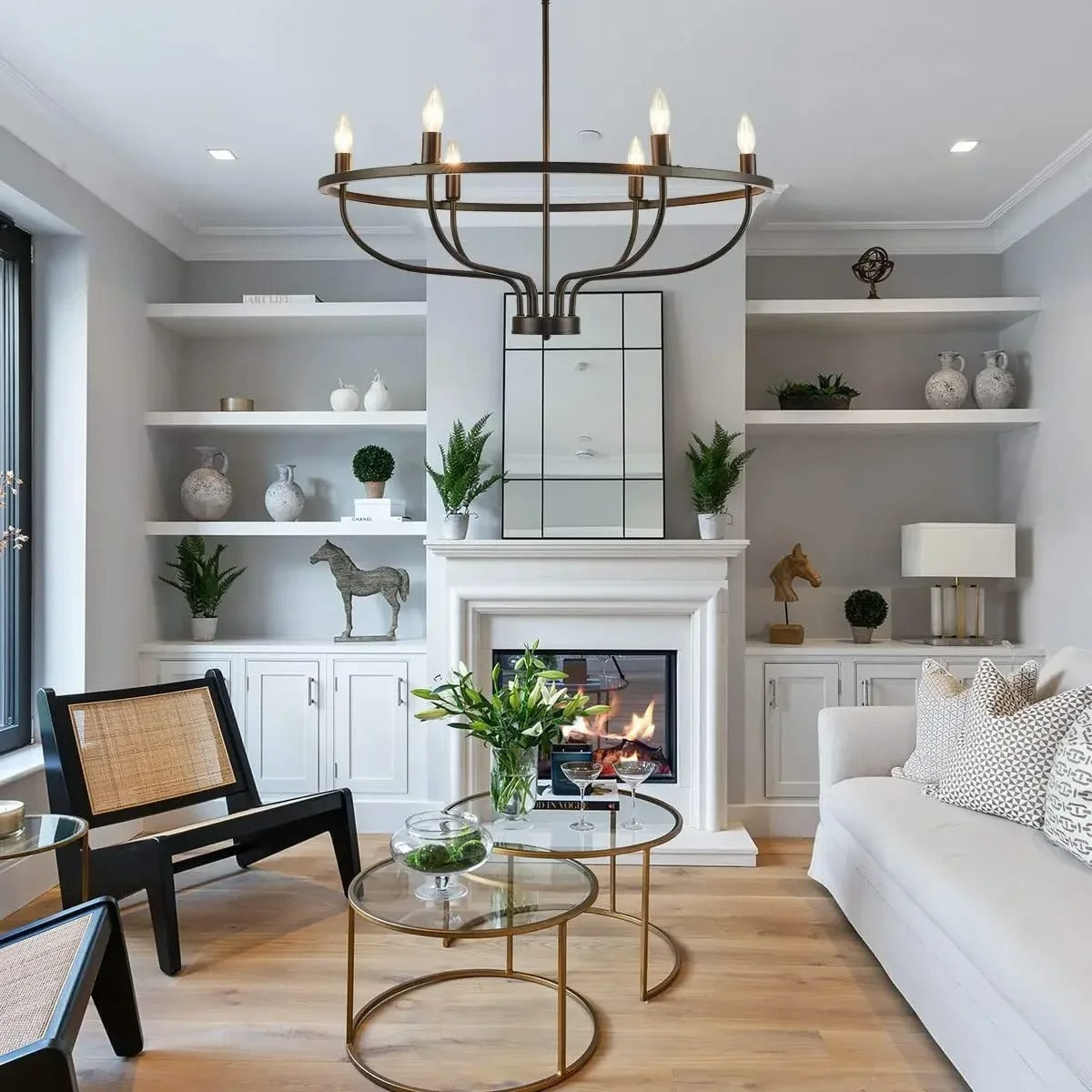 Hivo Hoop Candelabra Chandelier Black 6 Heads | Celestre
