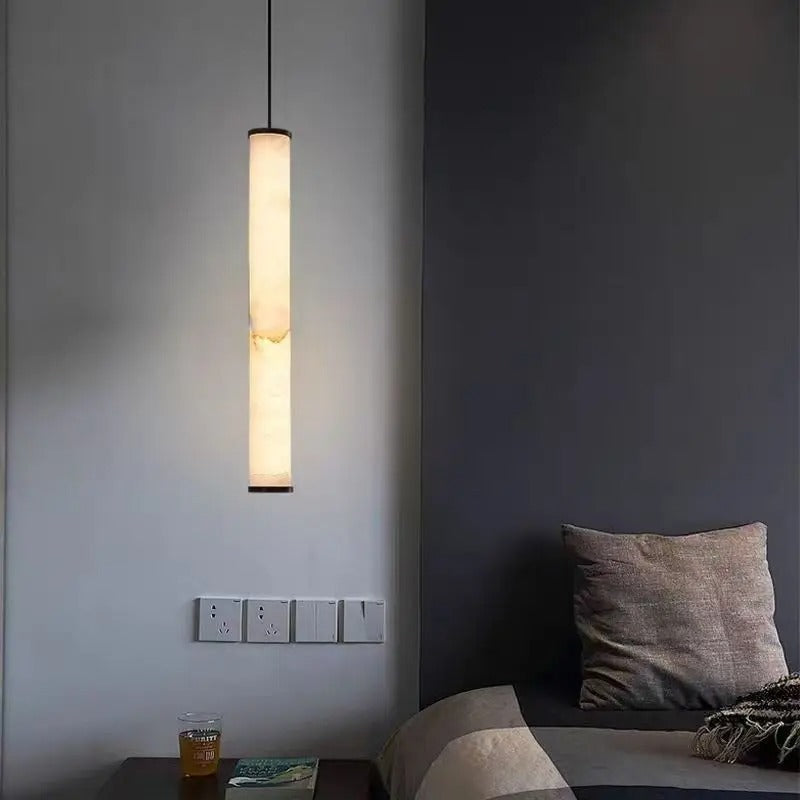 Fina Cylindrical Alabaster Pendant Light H 30 cm | Celestre