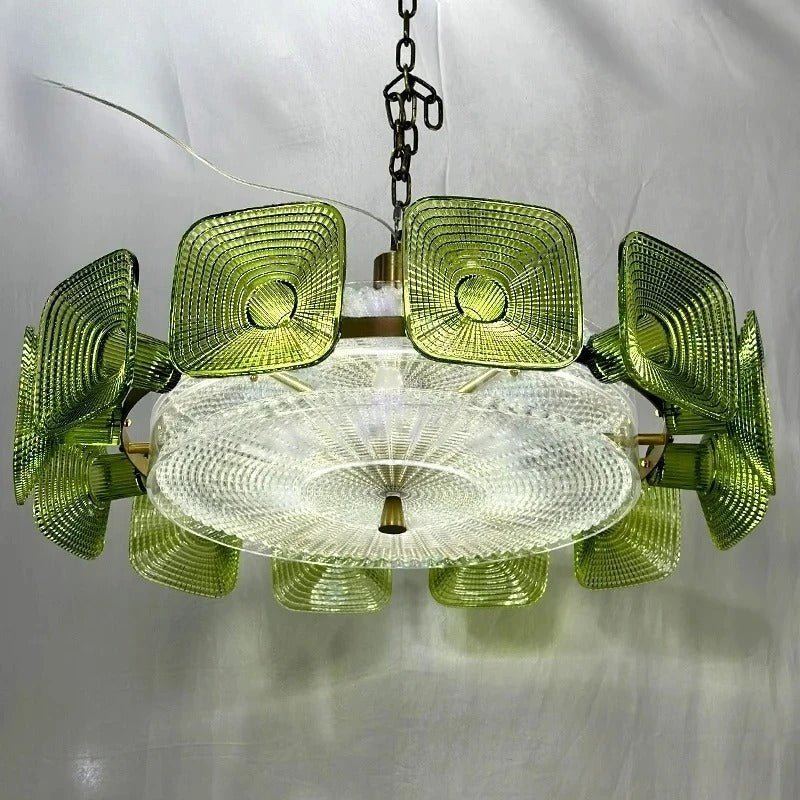 Tavo Mid Century Textured Pressed Glass Chandelier | Celestre