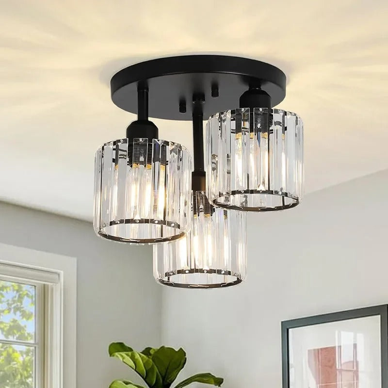 Solin Fluted Drum Ceiling Light Black | Celestre