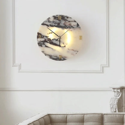 Selno Round Marble Clock Wall Light | Celestre