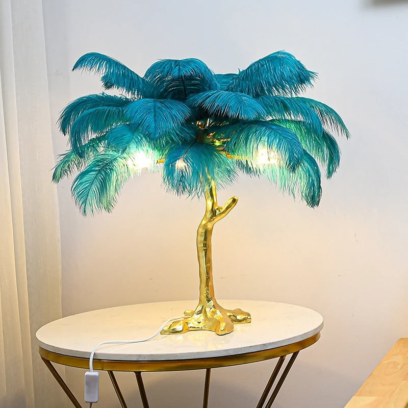 Virel Feather Floor Lamp Peacock blue H60 cm-25 Feathers | Celestre