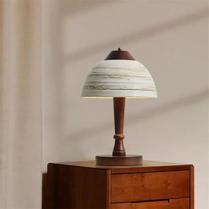 Iren Dome Ceramic Wooden Table Lamp | Celestre