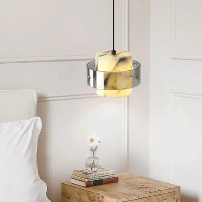 Qivo Cylindrical Marble Pendant Light | Celestre