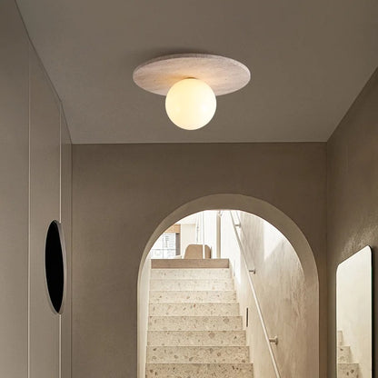 Tyze Travertine Disc Globe Ceiling Light | Celestre