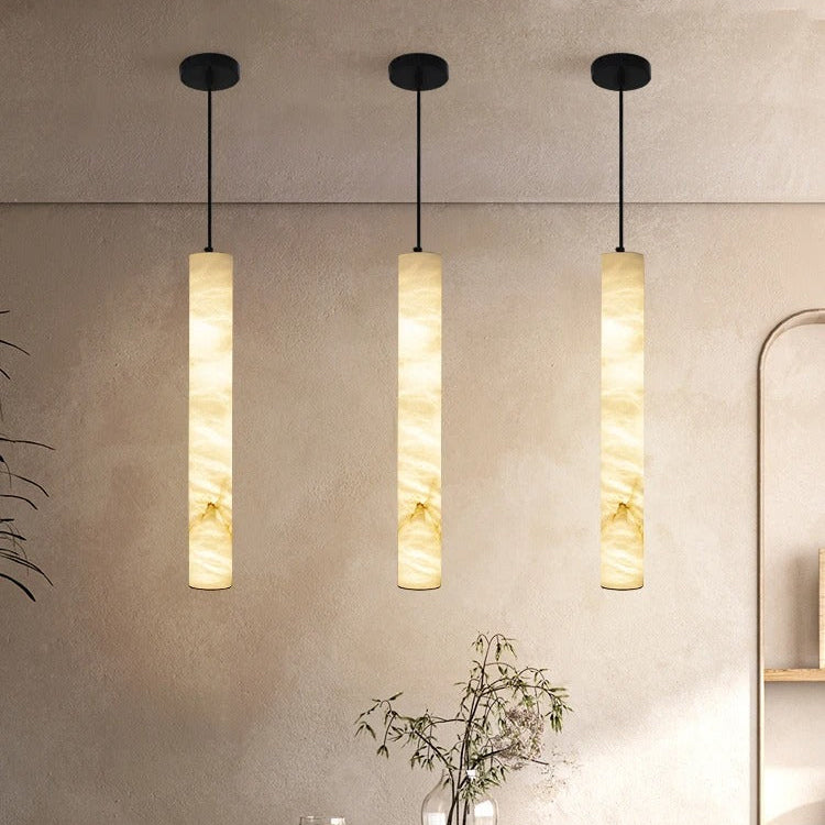 Fina Cylindrical Alabaster Pendant Light | Celestre