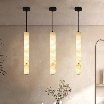 Fina Cylindrical Alabaster Pendant Light | Celestre