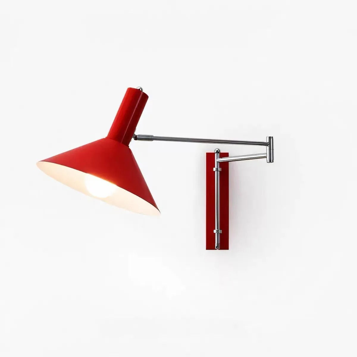 Dalvi Mid Century Walnut Effect Swing Arm Wall Light Red | Celestre