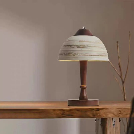 Iren Dome Ceramic Wooden Table Lamp | Celestre