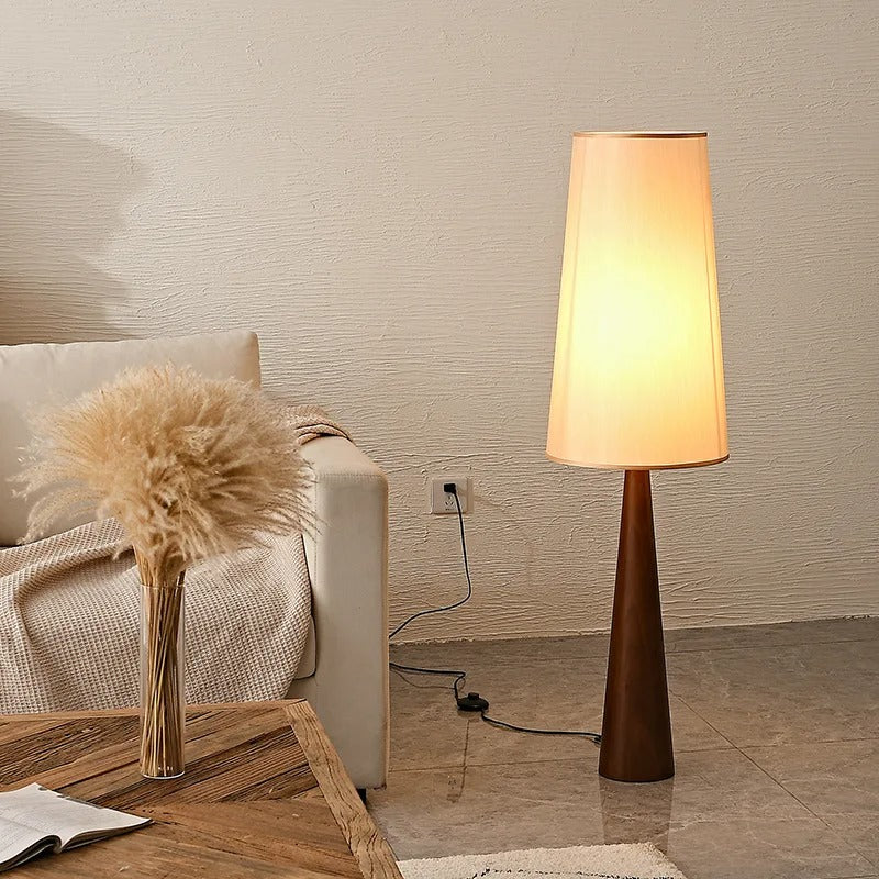 Livy Conical Wooden Wabi-Sabi Lamp Floor Lamp | Celestre