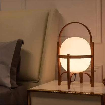 Veya Lantern Table Lamp Walnut Medium | Celestre