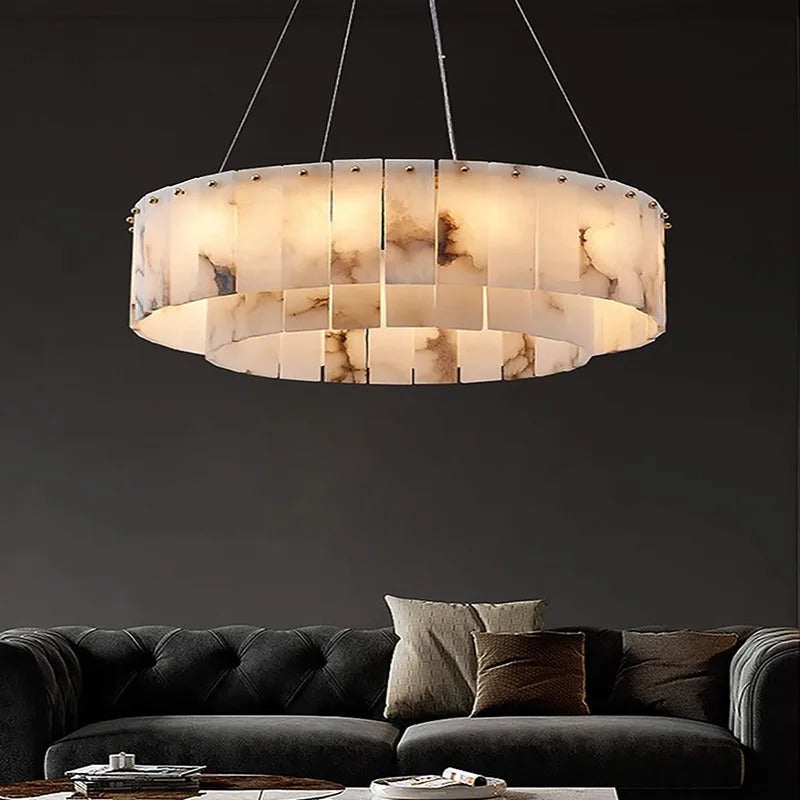 Frilo Round Slab Alabaster Chandelier D 100 cm | Celestre