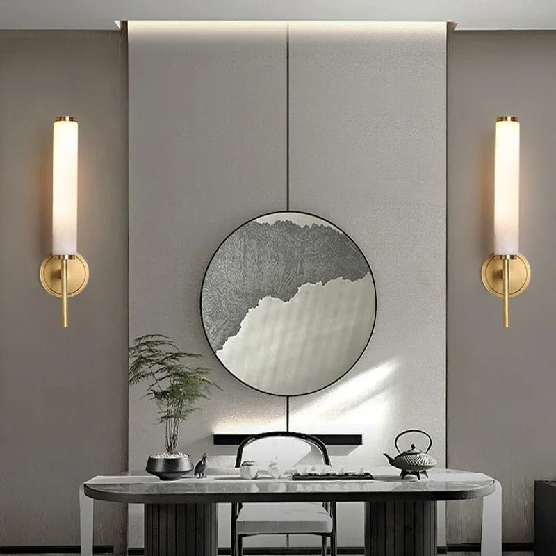Arlo Alabaster Cylindrical Wall Sconce | Celestre