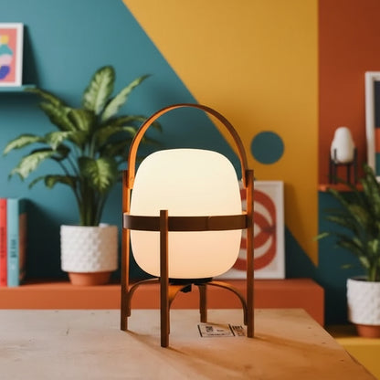 Veya Lantern Table Lamp Walnut Small | Celestre