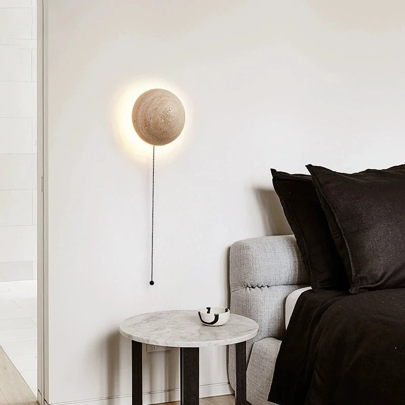 Reza Travertine Round Wall Light | Celestre