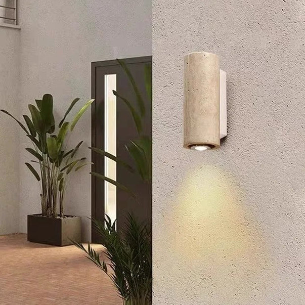 Sirva Yellow Travertine Wall Light White Round | Celestre