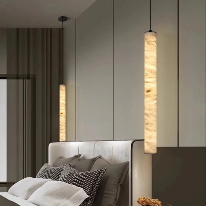 Fina Cylindrical Alabaster Pendant Light H 50 cm | Celestre