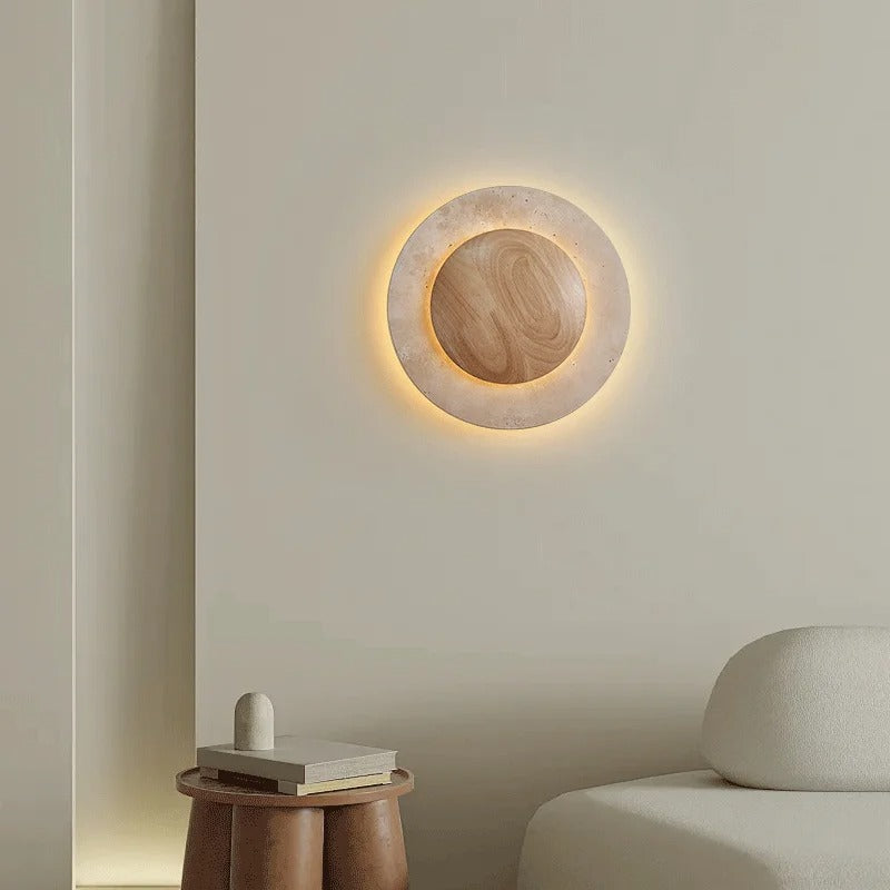 Roze Travertine Round Backlit Wall Light | Celestre
