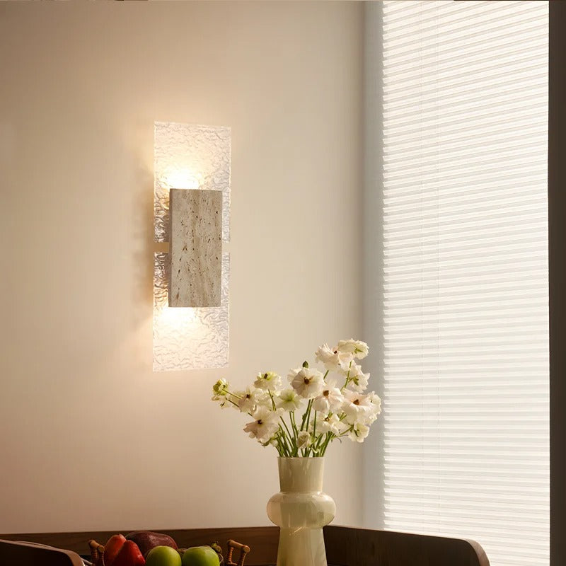 Liwa Travertine Bidirectional Wall Light | Celestre