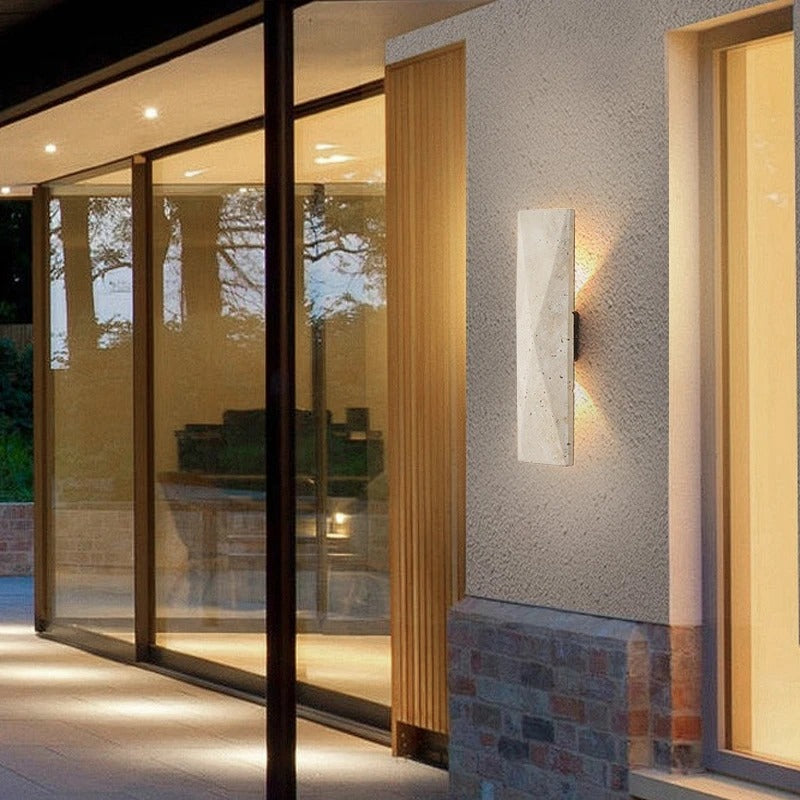 Zehi Travertine Long Outdoor Wall Light | Celestre
