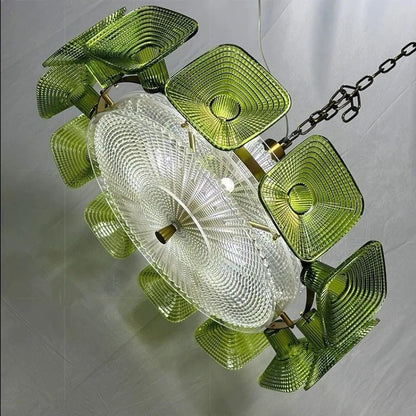 Tavo Mid Century Textured Pressed Glass Chandelier | Celestre