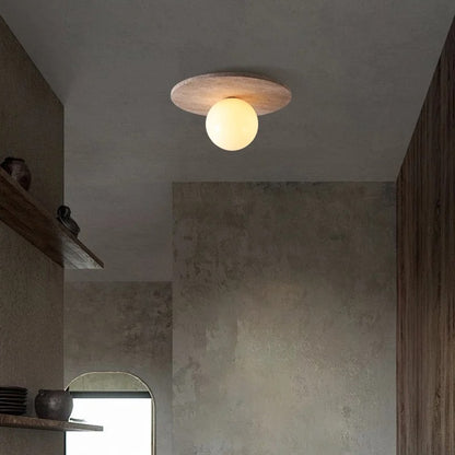 Tyze Travertine Disc Globe Ceiling Light | Celestre