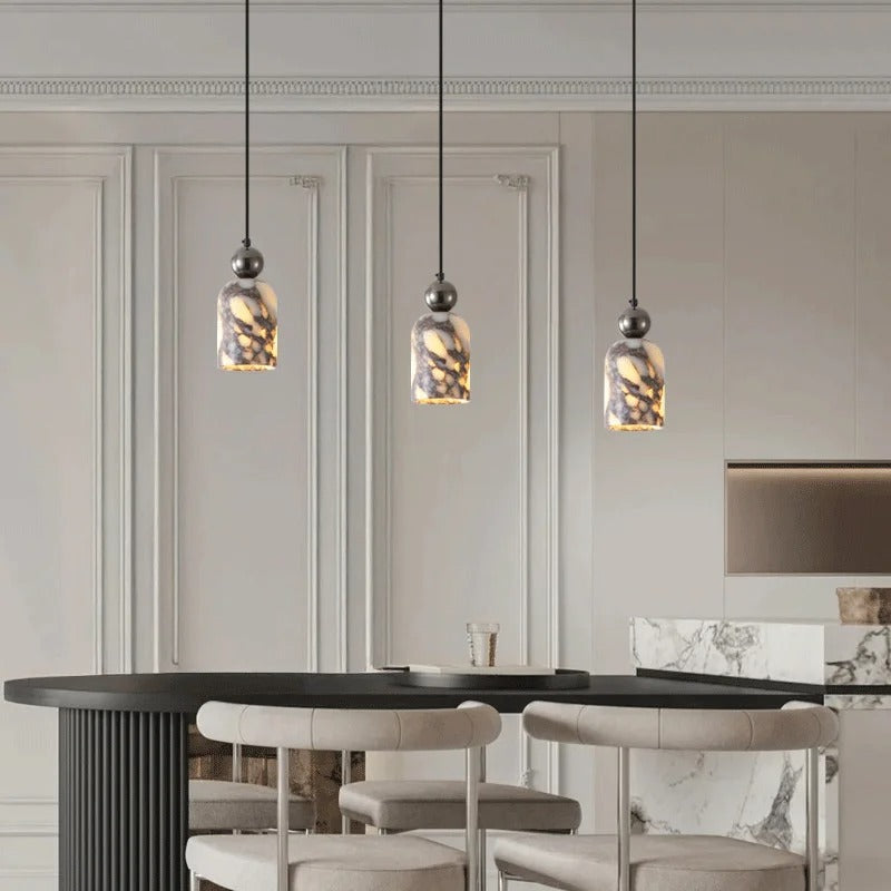 Veles Marble Cylindrical Ball Pendant Light | Celestre