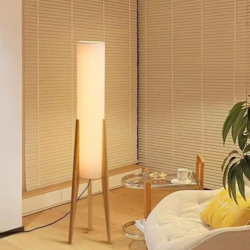 Javo Wood Tripod Floor Lamp Log Wood | Celestre