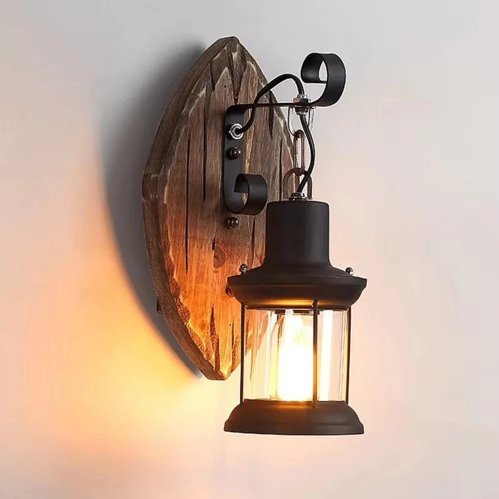 Felya Vintage Wooden Wall Lantern Oval | Celestre