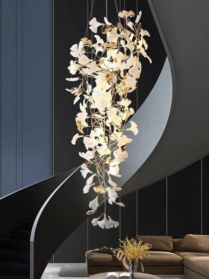 Talo Ceramic Leaf Waterfall Chandelier D 70 cm | Celestre