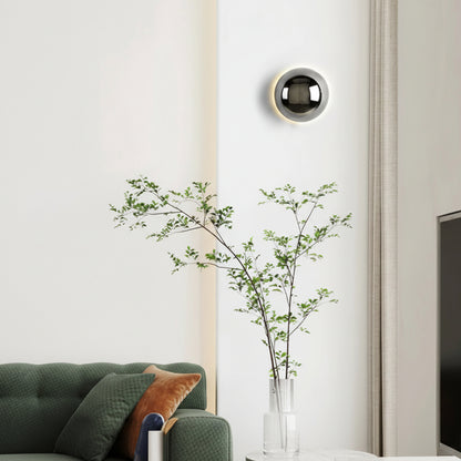 Zelu Eclipse Back-lit Round Wall Light Silver D 10 cm | Celestre