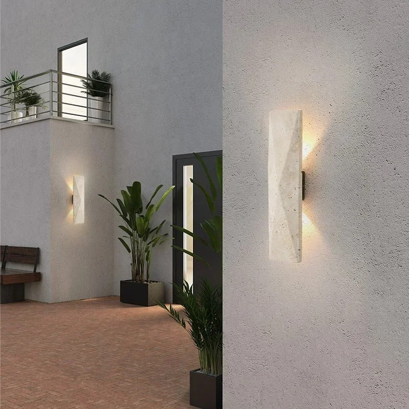Zehi Travertine Long Outdoor Wall Light | Celestre