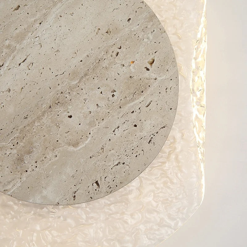 Giru Travertine Disc Textured Wall Light | Celestre