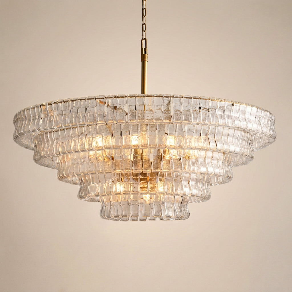 Cava Mid Century Tiered Glass Chandelier White D 90 cm | Celestre