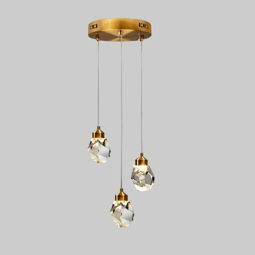 Alero Faceted Crystal Pendant Light 3 Heads Round | Celestre