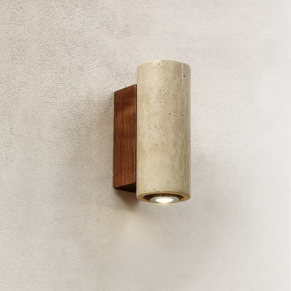 Sirva Yellow Travertine Wall Light Walnut Round | Celestre