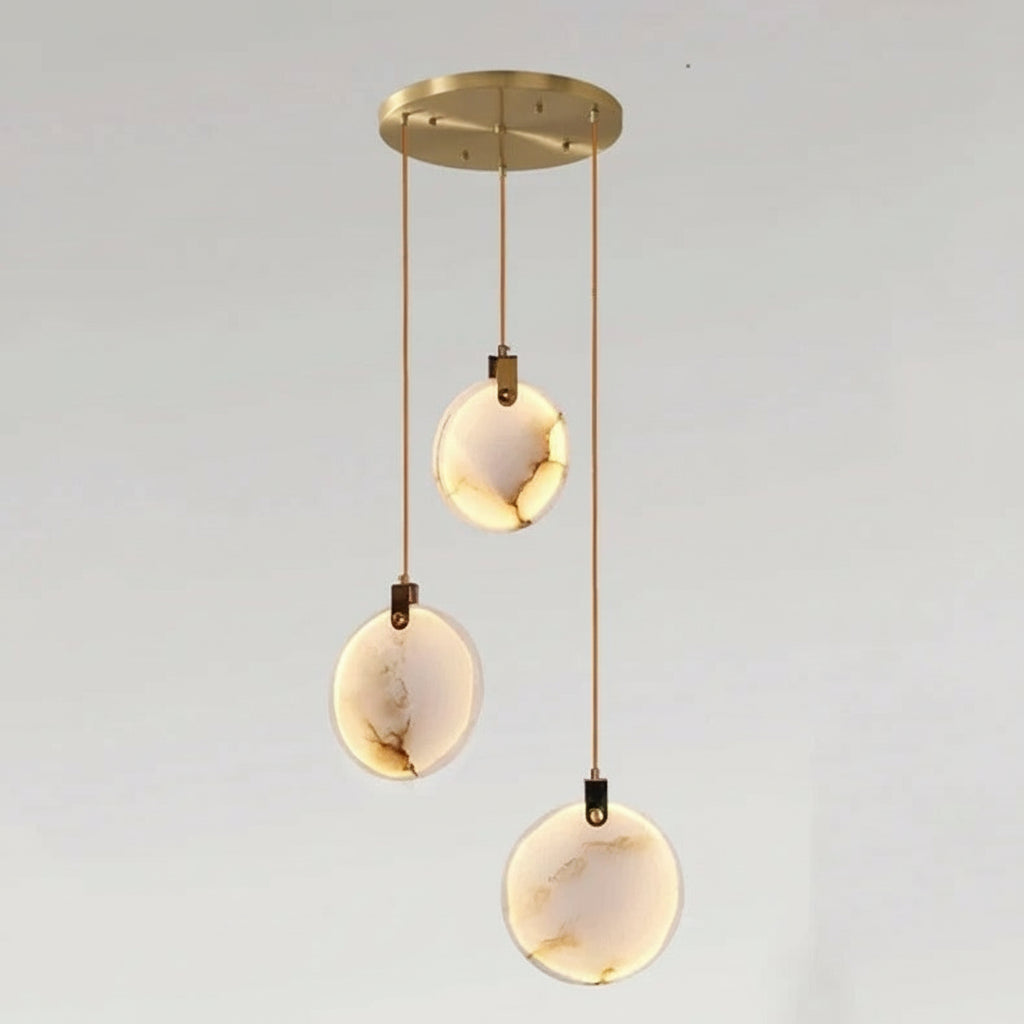 Lenzi Spanish Alabaster Disc Chandelier 3 Heads | Celestre