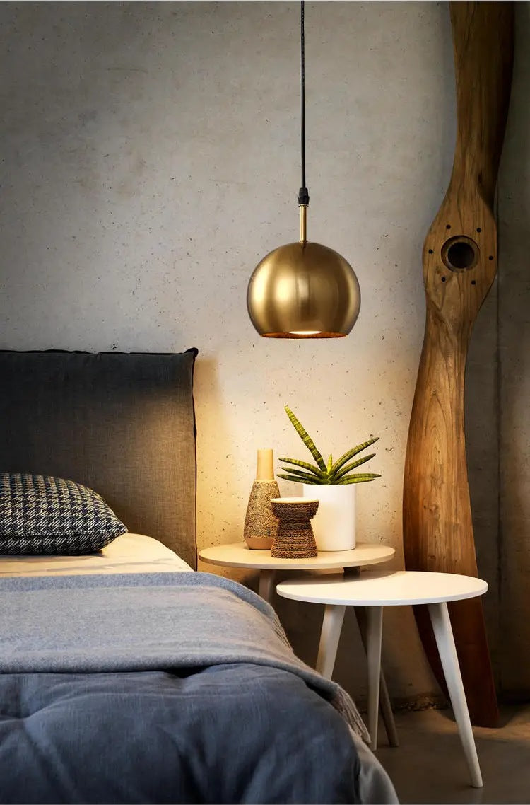 Tavlo Industrial Brass Globe Pendant Light | Celestre
