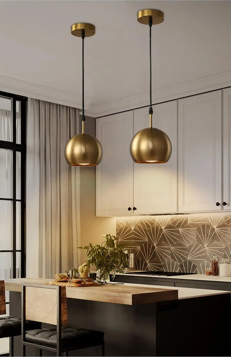 Tavlo Industrial Brass Globe Pendant Light | Celestre